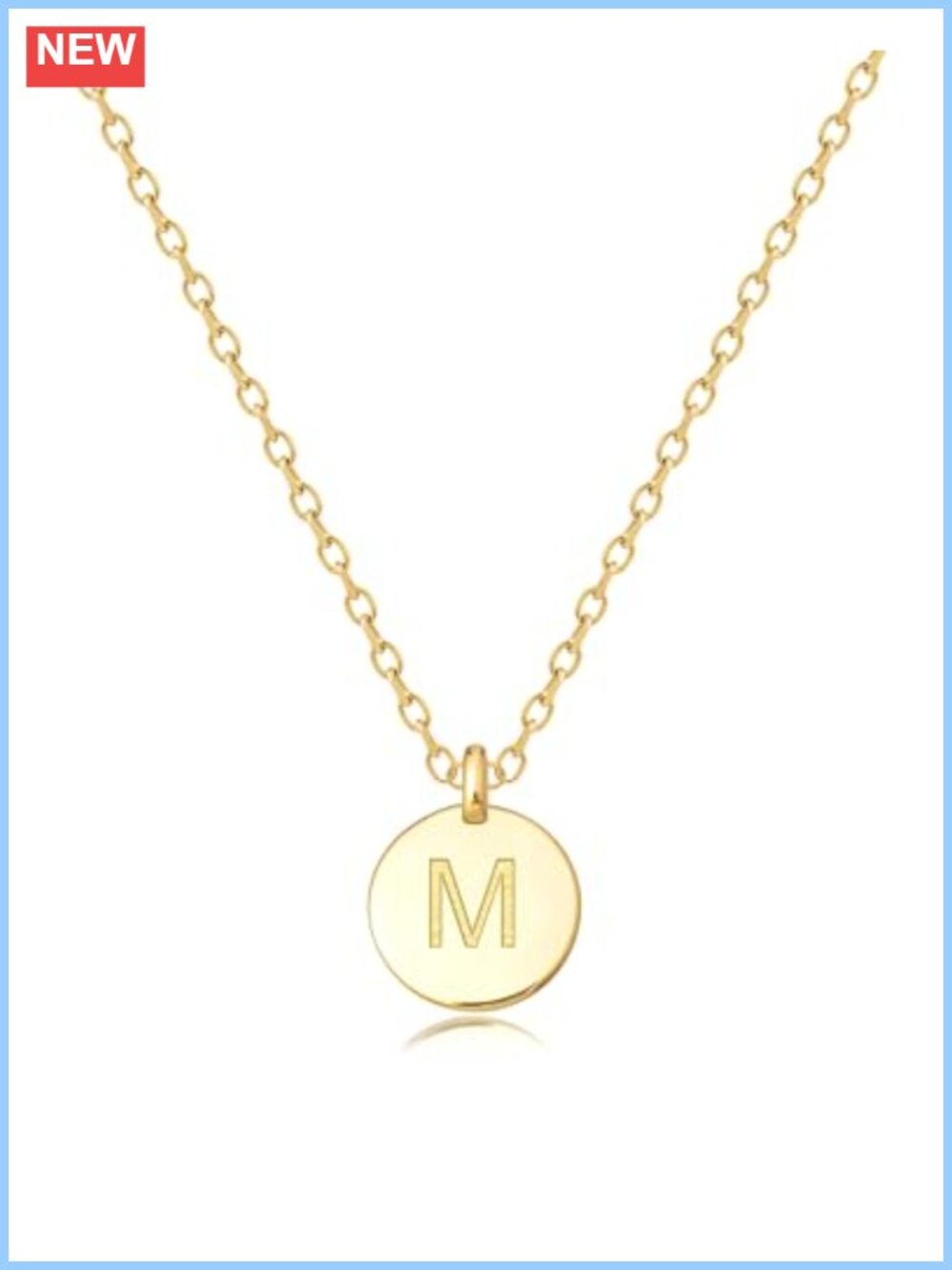 Personalized Initial Disc Pendant Necklace 18k Gold Finish Minimalist